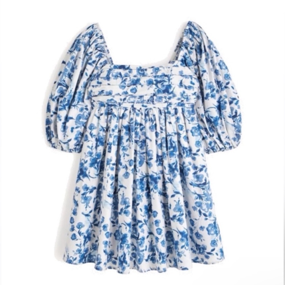 Abercrombie & Fitch Emerson Poplin Puff Sleeve Blue
floral Mini Dress Sz XXS